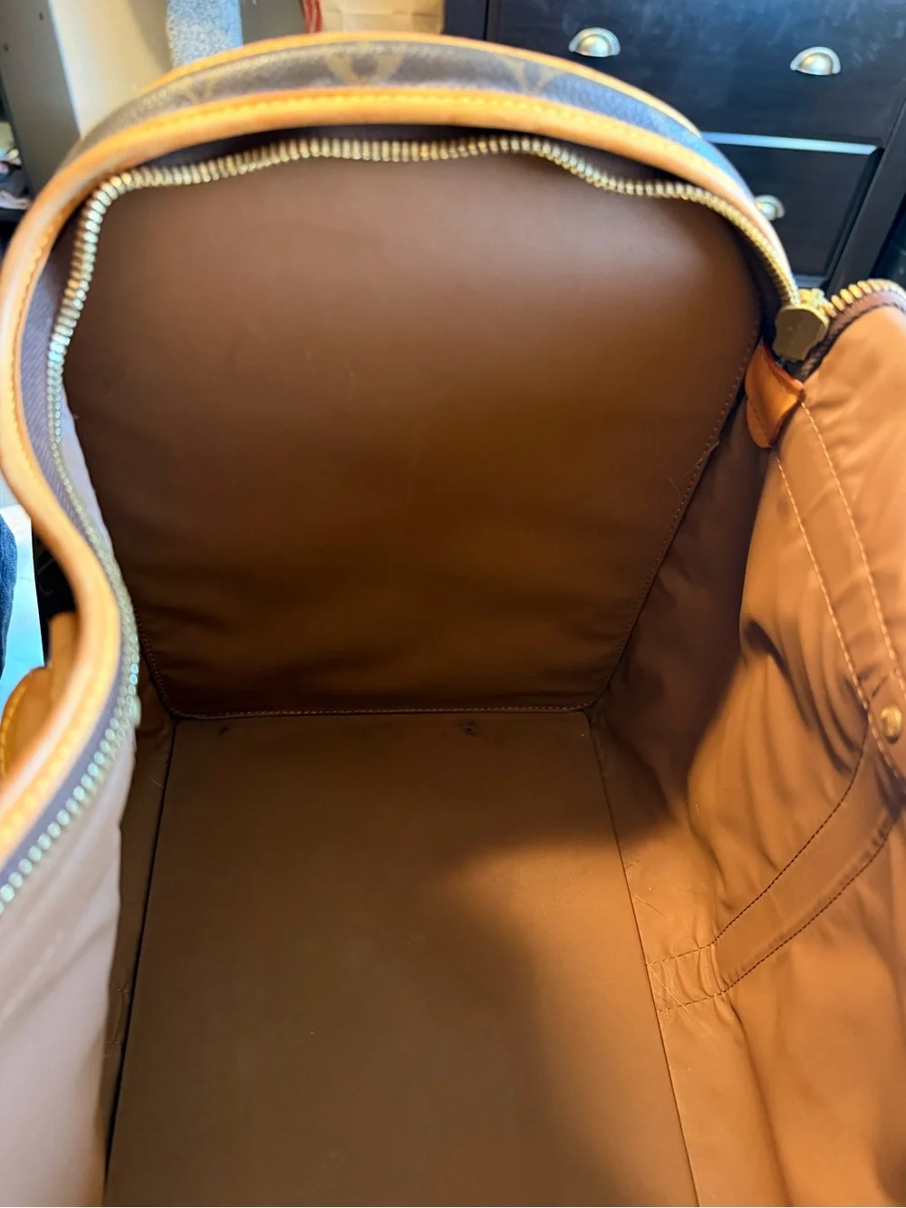 Louis Vuitton Brown Monogram Canvas Pet Carrier with Tan Leather Trim